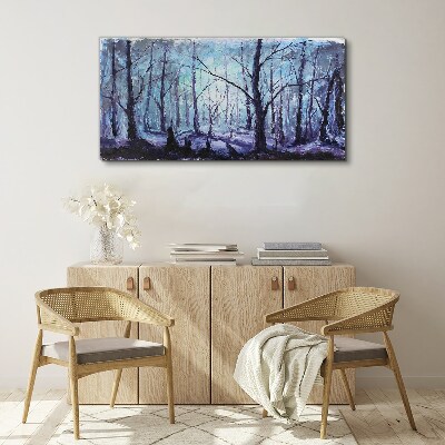 Foto leinwand Winterwald in Blautönen