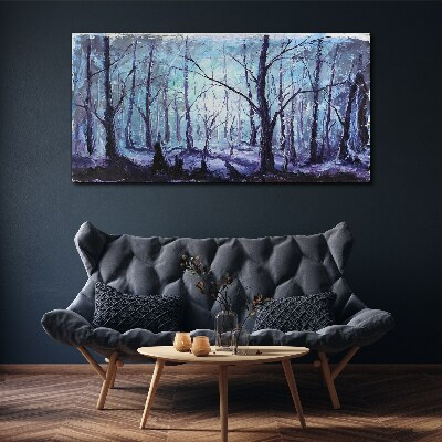 Foto leinwand Winterwald in Blautönen