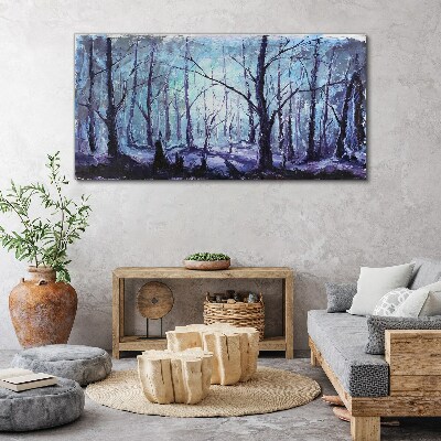 Foto leinwand Winterwald in Blautönen