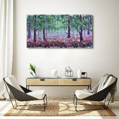 Foto auf leinwand Blumenwald am Morgen