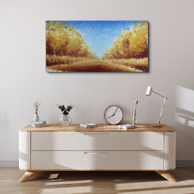 Foto auf leinwand Goldene Alleen in der Sommersonne