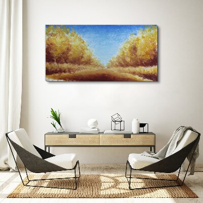 Foto auf leinwand Goldene Alleen in der Sommersonne