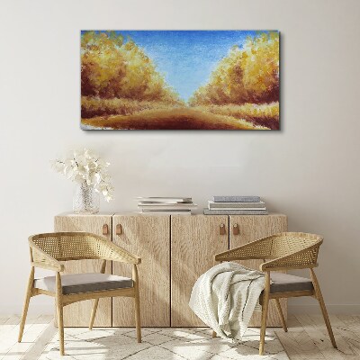 Foto auf leinwand Goldene Alleen in der Sommersonne