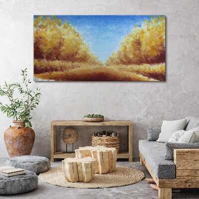 Foto auf leinwand Goldene Alleen in der Sommersonne