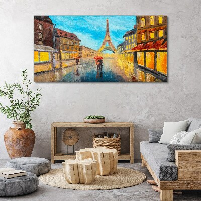 Foto auf leinwand Pariser Straße im Regen