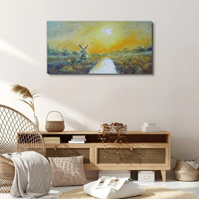 Foto auf leinwand Goldene Felder unter sonnigem Himmel