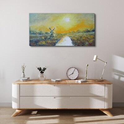Foto auf leinwand Goldene Felder unter sonnigem Himmel