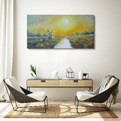 Foto auf leinwand Goldene Felder unter sonnigem Himmel
