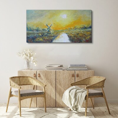 Foto auf leinwand Goldene Felder unter sonnigem Himmel