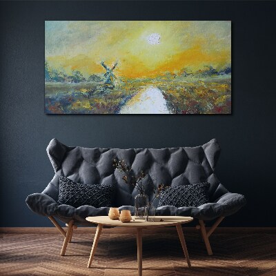 Foto auf leinwand Goldene Felder unter sonnigem Himmel