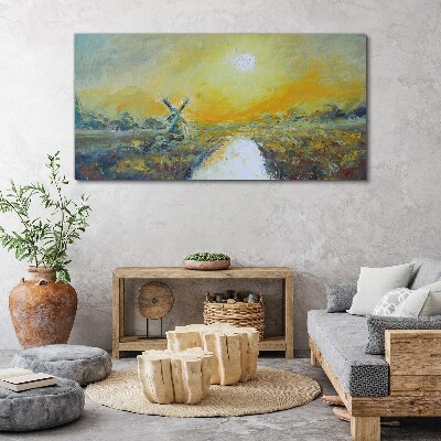 Foto auf leinwand Goldene Felder unter sonnigem Himmel