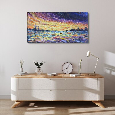 Bild auf leinwand Sonnenuntergang über dem Wasser
