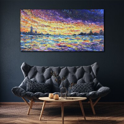 Bild auf leinwand Sonnenuntergang über dem Wasser