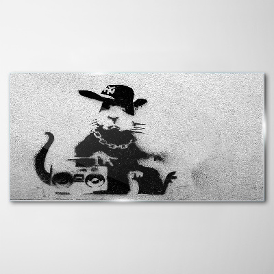 Glasbild Hood Rat Banksy