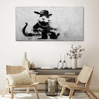 Glasbild Hood Rat Banksy