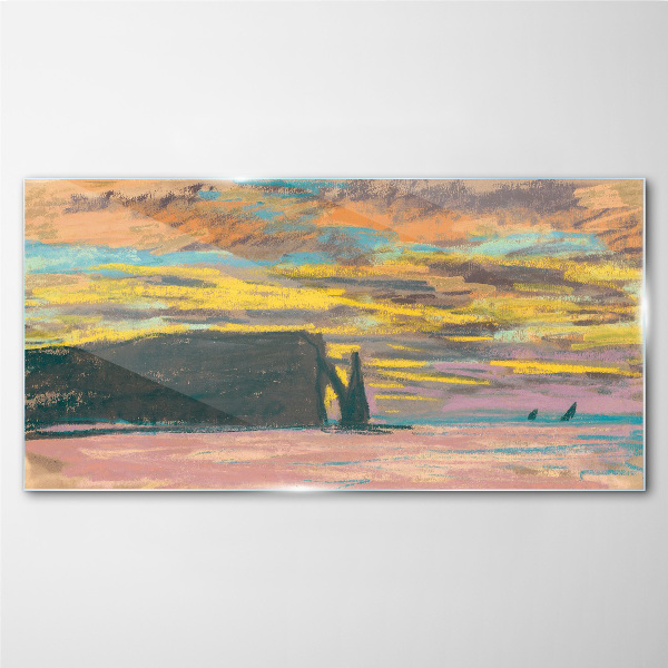 Glasbild Sonnenuntergang von Claude Monet