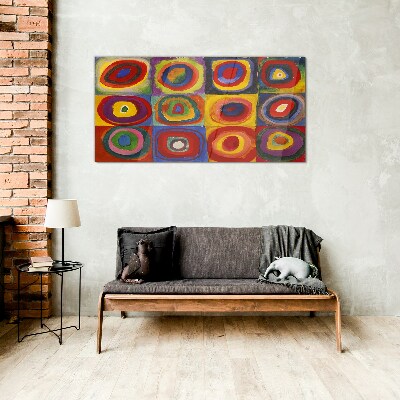 Bild auf glas drucken Farbstudio: Quadrate mit konzentrischen Kreisen Kandinsky