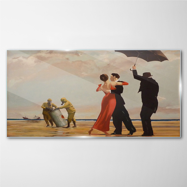 Glasbild Romantischer Spaziergang am Strand