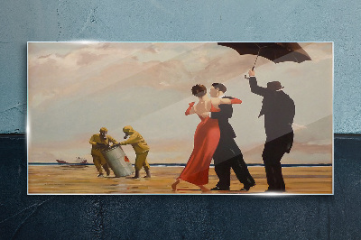 Glasbild Romantischer Spaziergang am Strand