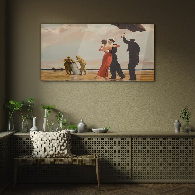 Glasbild Romantischer Spaziergang am Strand