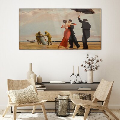 Glasbild Romantischer Spaziergang am Strand
