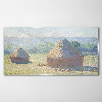 Glasbild Sommersonne über Heuhaufen