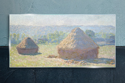 Glasbild Sommersonne über Heuhaufen