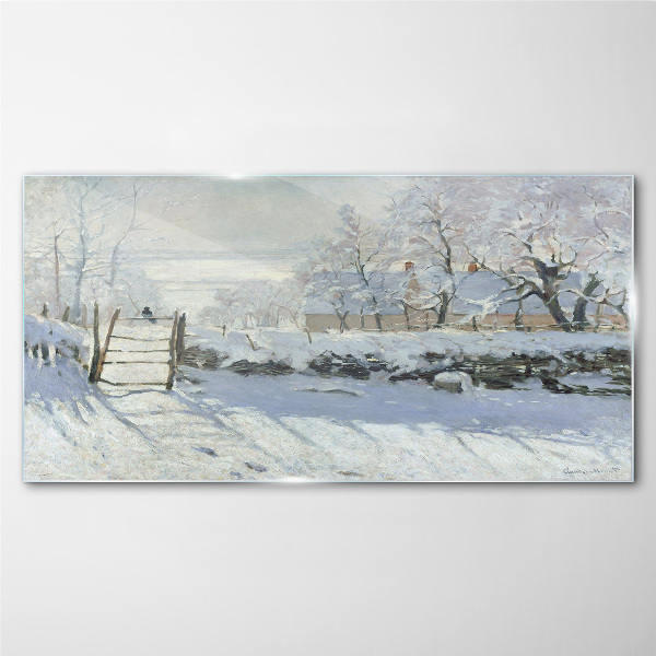 Glasbild Winterlandschaft mit Tor