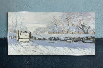 Glasbild Winterlandschaft mit Tor