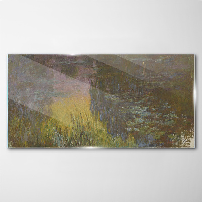 Glasbild Goldene Spiegelung im Wasser