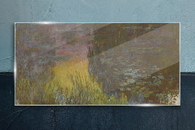 Glasbild Seerosen Sonne Monet
