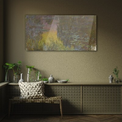 Glasbild Seerosen Sonne Monet