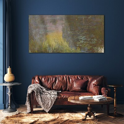 Glasbild Seerosen Sonne Monet