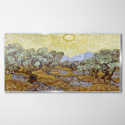 Glasbild Sun Van Gogh Wald