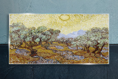 Glasbild Sun Van Gogh Wald