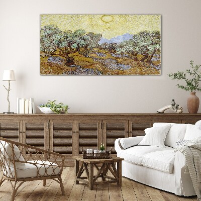 Glasbild Sun Van Gogh Wald
