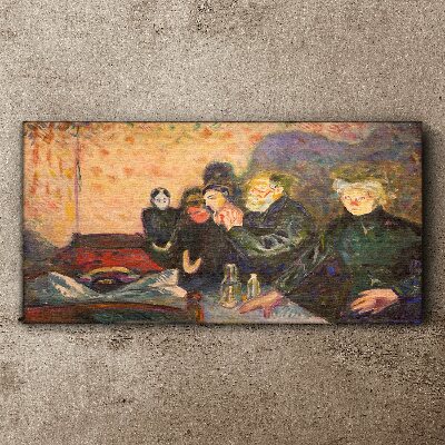 Glasbild Abend im Café