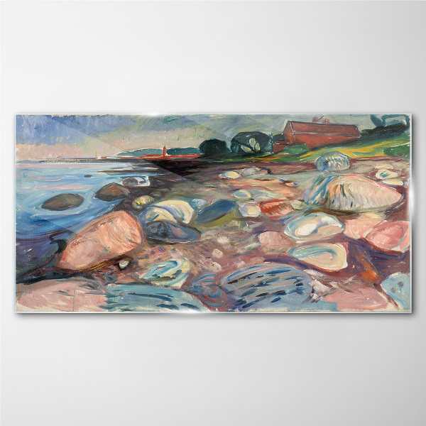 Glasbild Küstenlandschaft mit Steinen