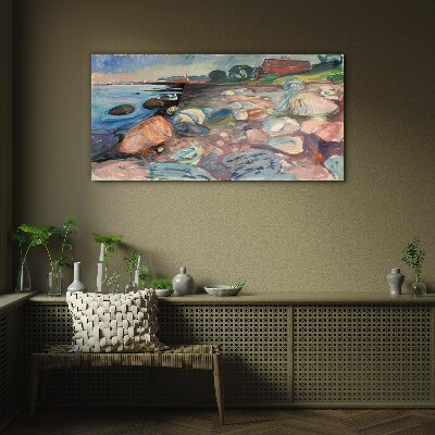Glasbild Küstenlandschaft mit Steinen