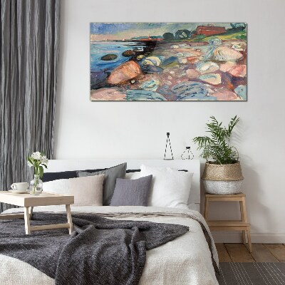 Glasbild Küstenlandschaft mit Steinen