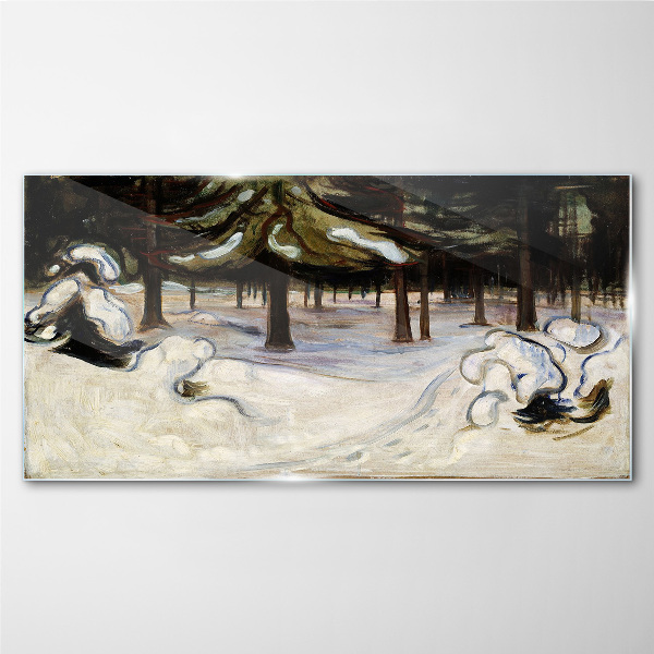 Glasbild Winterlandschaft mit Bäumen