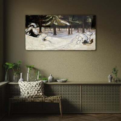 Glasbild Winterlandschaft mit Bäumen