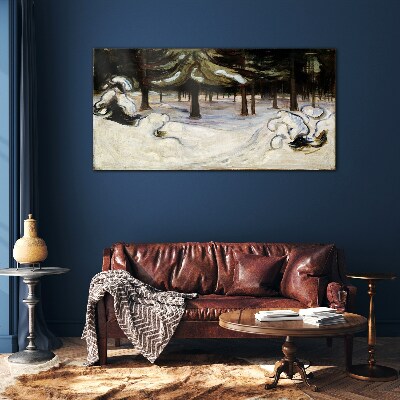Glasbild Winterlandschaft mit Bäumen