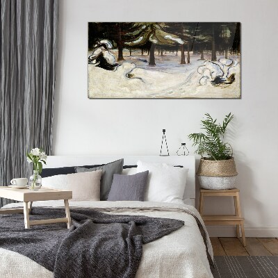 Glasbild Winterlandschaft mit Bäumen
