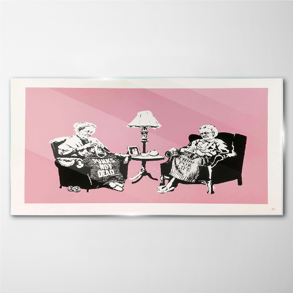 Glasbild Omas in Pink