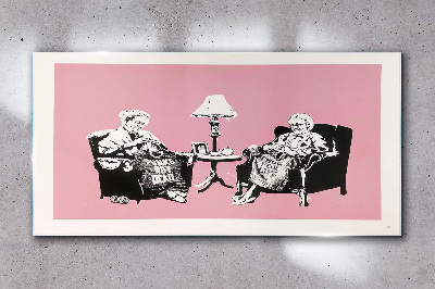 Glasbild Omas in Pink