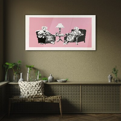 Glasbild Moderne Oma Banksy