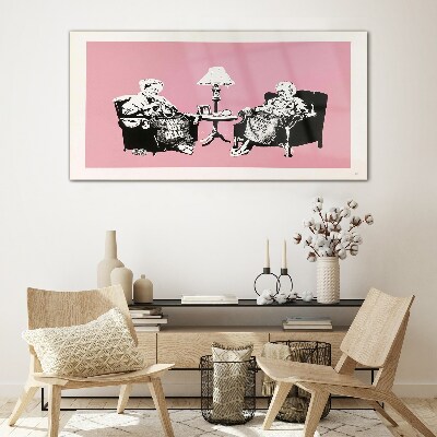 Glasbild Omas in Pink