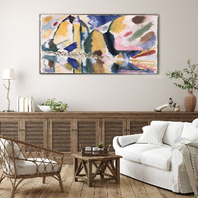 Glasbild Abstrakte Landschaft in den Farben der Natur