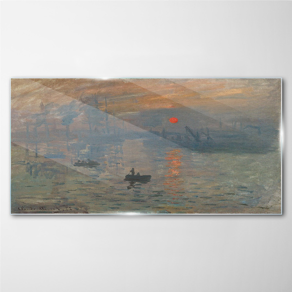 Bild auf glas Sonnenuntergang über dem Hafen